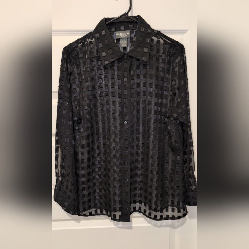 Notations Black Sheer Shirt Jacket